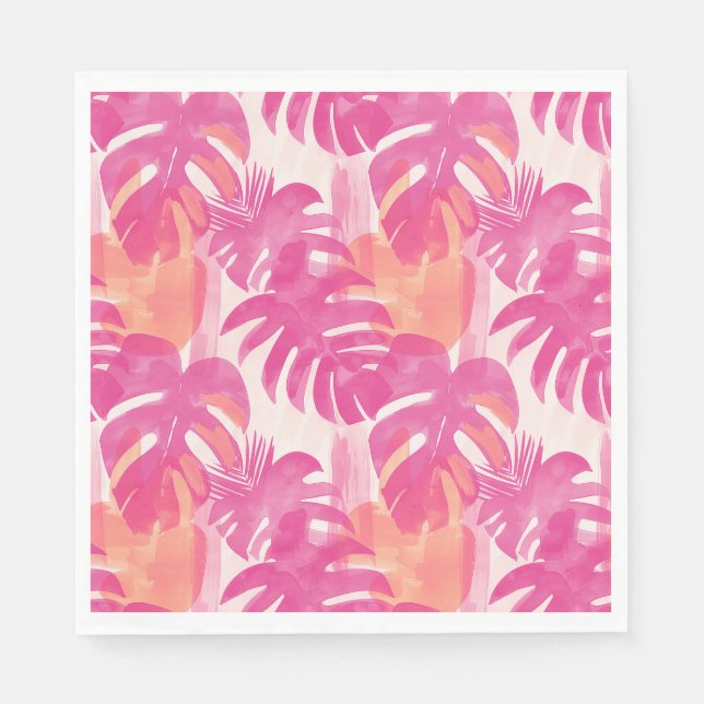 Serviette En Papier Motif abstrait simple avec feuilles de monstera, f (Devant)