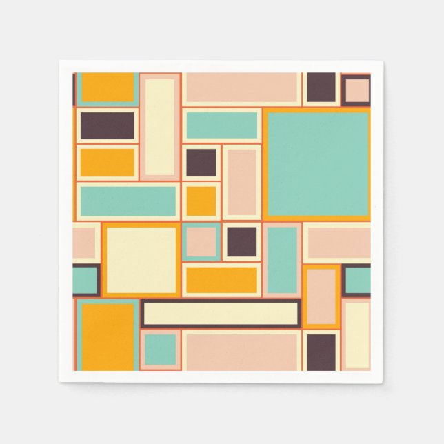 Serviette En Papier Motif abstrait vibrant avec des rectangles (Devant)