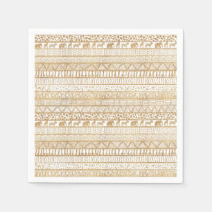 Serviette En Papier Motif africain de la tribu Gold White