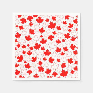 Serviette En Papier Motif aléatoire blanc rouge de feuille d'érable 