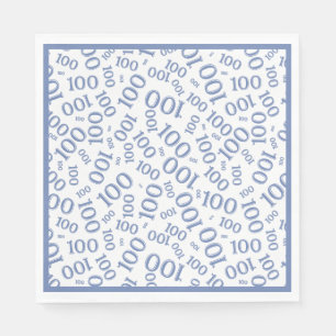 Serviette En Papier Motif aléatoire bleu/blanc 100