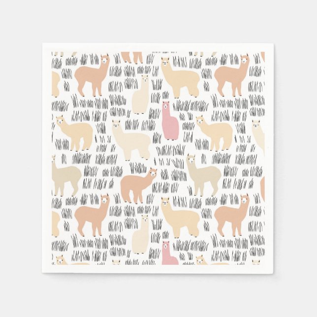 Serviette En Papier Motif Alpacas (Devant)