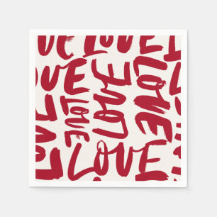 Serviette En Papier Motif Amour Dessiné à la Main Moderne Romantique e