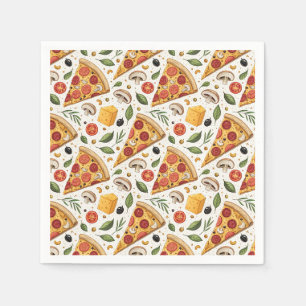 Serviette En Papier Motif Amoureux de Pizza Pepperoni - Fête de Pizza