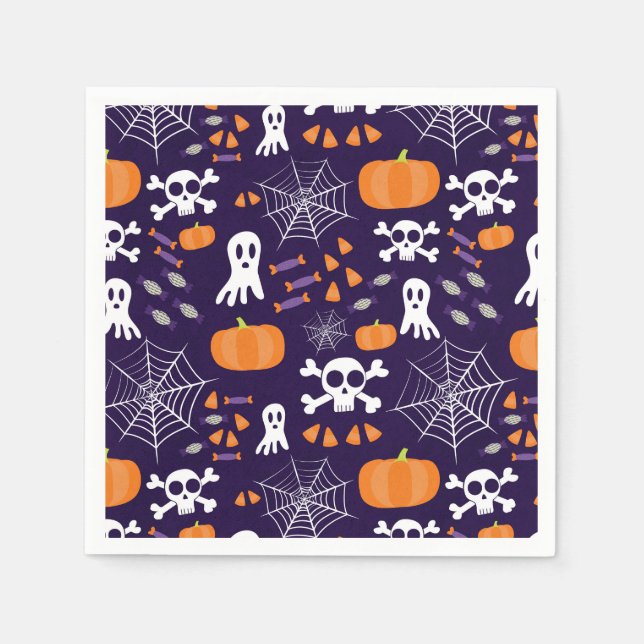Serviette En Papier Motif amusant d'Halloween (Devant)