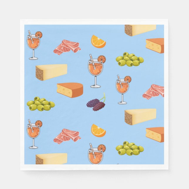 Serviette En Papier Motif Aperol et Fromage (Devant)