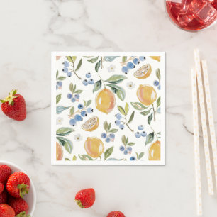 Serviette En Papier Motif aquarelle Citron & Myrtille