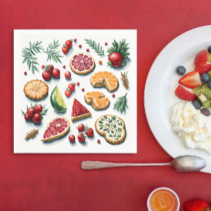 Serviette En Papier Motif aquarelle de biscuits de Noël colorés rétro