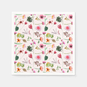Serviette En Papier Motif aquarelle de fleurs printanières colorées