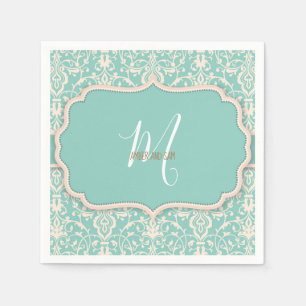Serviette En Papier Motif aquarelle floral bleu vintage