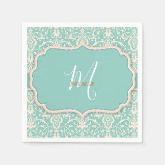 Serviette En Papier Motif aquarelle floral bleu vintage