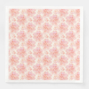 Serviette En Papier Motif aquarelle florale abstraite pêche et rose