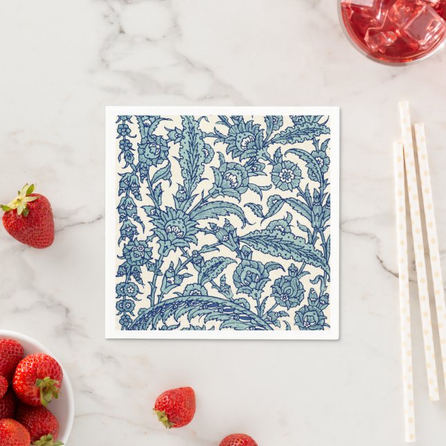 Serviette En Papier Motif arabe Floral Orné Bleu (En situation)