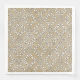 Serviette En Papier Motif argenté gris et beige métallique filaccord