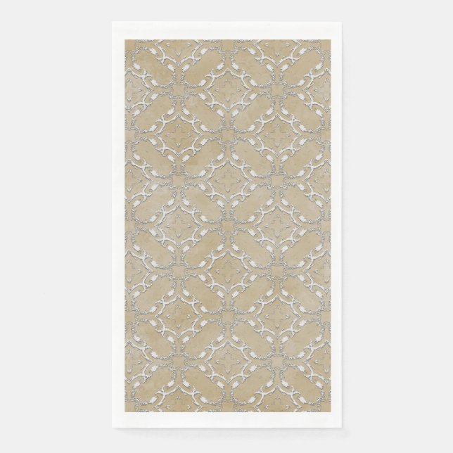 Serviette En Papier Motif argenté gris et beige métallique filaccord (Devant)