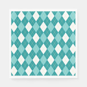 Serviette En Papier Motif argyle turquoise