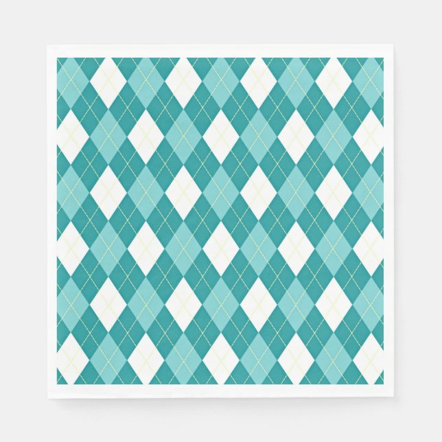 Serviette En Papier Motif argyle turquoise (Devant)