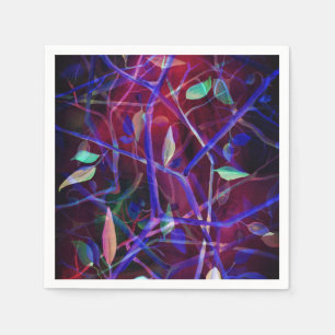 Serviette En Papier Motif Art déco - feuilles abstraits bordeaux