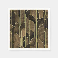 Motif Art Déco marron et or riche