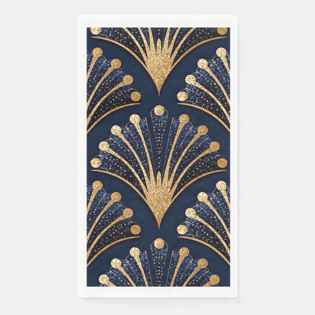 Serviette En Papier Motif Art Déco or (Devant)