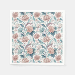 Serviette En Papier Motif artistique de fleurs tourbillonnantes pastel