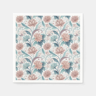 Serviette En Papier Motif artistique de fleurs tourbillonnantes pastel