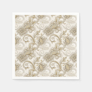Serviette En Papier Motif artistique élégant de fleurs et de paisley d