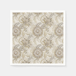 Serviette En Papier Motif artistique floral et paisley royal élégant
