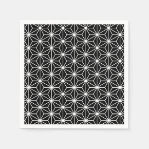 Serviette En Papier Motif Asanoha Noir et blanc