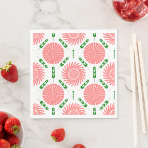 Serviette En Papier motif aux fleurs roses