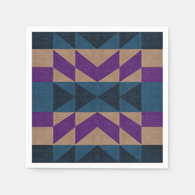 Serviette En Papier Motif Aztec bleu violet (Devant)