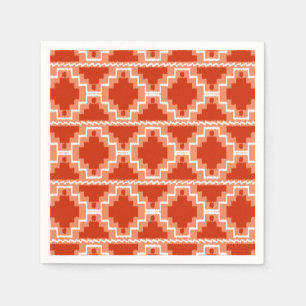 Serviette En Papier Motif Aztec Ikat - Rouille, Orange et blanc