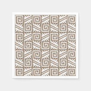Serviette En Papier Motif Aztec Ikat - Taupe Brun et Crème
