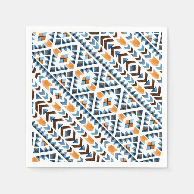 Serviette En Papier Motif aztèque à l'aquarelle (Devant)