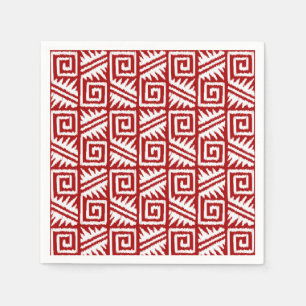 Serviette En Papier Motif aztèque d'Ikat - rouge foncé et blanc