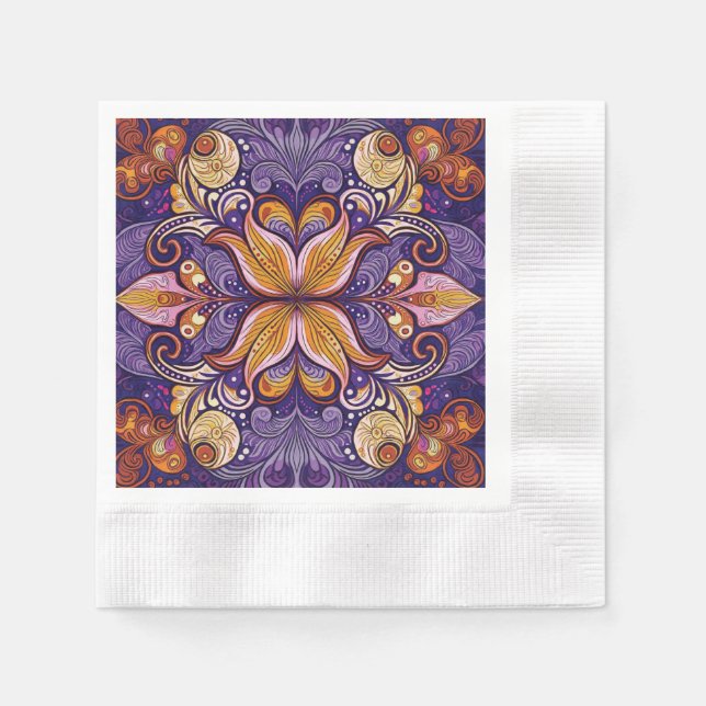 Serviette En Papier Motif Batik Purple (Devant)