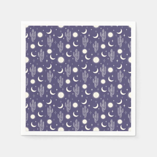 Serviette En Papier Motif blanc Cactus (Devant)