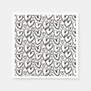 Serviette En Papier Motif blanc noir de couleur moderne
