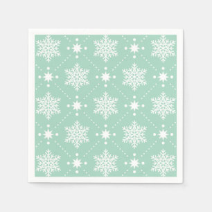 Serviette En Papier Motif blanc vert en bon état de Noël de flocons 