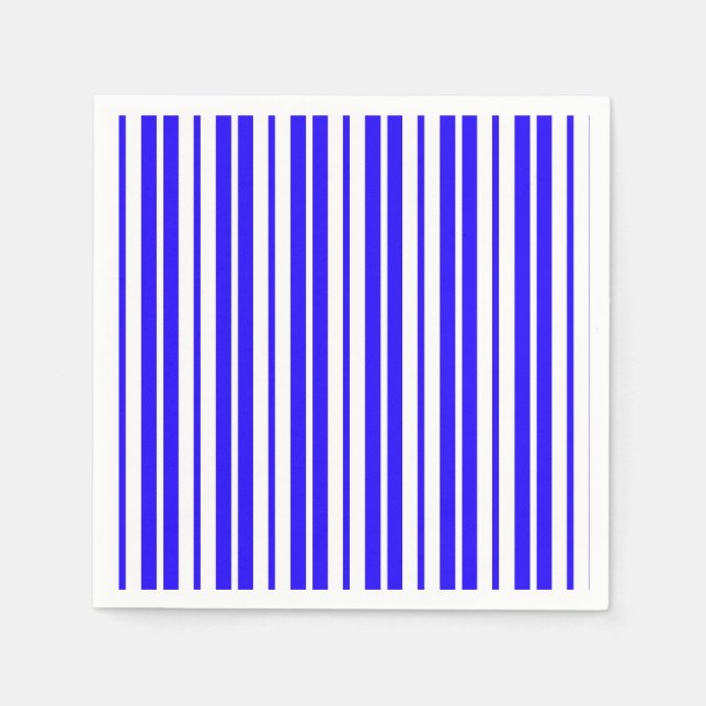 Serviette En Papier Motif Bleu Blanc Vertical Grilles (Devant)