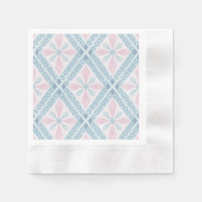 Serviette En Papier motif bleu en forme de diamant (Devant)