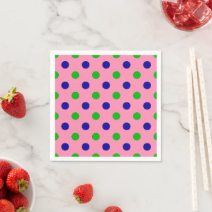 Serviette En Papier Motif bleu et vert sur pois roses