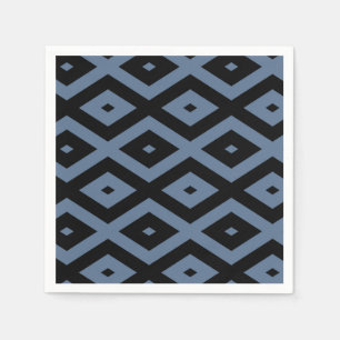 Serviette En Papier Motif bleu gris et noir diamant