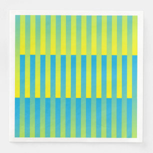 Serviette En Papier Motif bleu jaune vert rayé