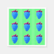 Motif bleu Pop Art Strawberry