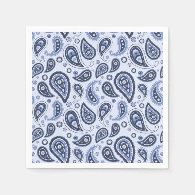 Serviette En Papier Motif Blue Paisley (Devant)