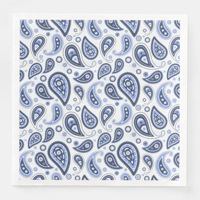 Serviette En Papier Motif Blue Paisley (Devant)