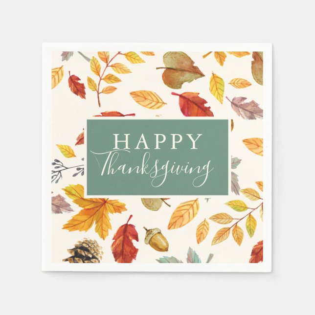 Serviette En Papier Motif bon thanksgiving automne (Devant)
