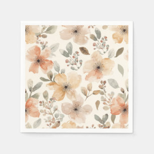 Serviette En Papier Motif botanique à l'aquarelle de fleurs de pêche b