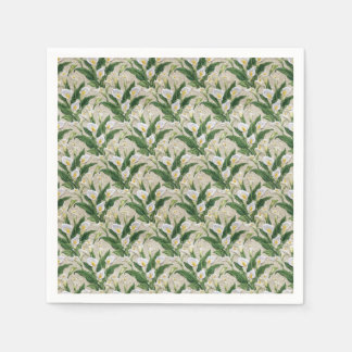 Serviette En Papier Motif botanique brodé de calla blanche